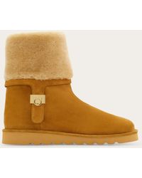 Ferragamo - Fur-Lined Pull On Boots With Hug Buckle - Lyst
