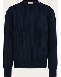 Ferragamo - Rib Knit Crew Neck Sweater With Hug Buckle Detail - Lyst
