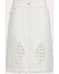 Ferragamo - Denim Skirt With Frayed Detail - Lyst