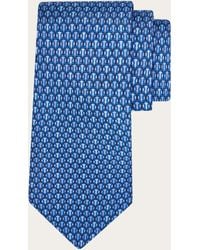 Ferragamo - Hommes Cravate En Soie Imprimé Gancini Pois Bleu - Lyst