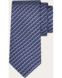 Ferragamo - Hommes Cravate En Soie Imprimé Éléphant Bleu - Lyst