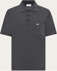 Ferragamo - V-Neck Polo With Jacquard Pocket Detail - Lyst