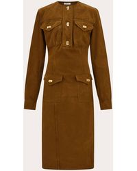 Ferragamo - Washed Gabardine Midi Dress - Lyst