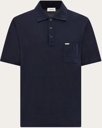 Ferragamo - V-Neck Polo With Jacquard Pocket Detail - Lyst