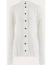 Ferragamo - Damen Bluse Mit Unregelmäßigem Plissee Weiß - Lyst