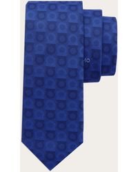 Ferragamo - Hommes Cravate En Soie Jacquard Gancini Bleu - Lyst