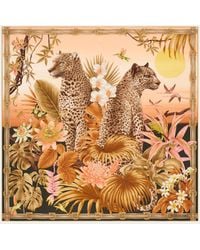 Ferragamo - Felines Print Silk Scarf - Lyst