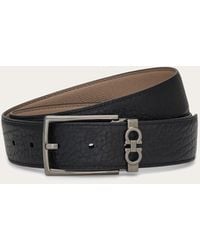 Ferragamo - Reversible And Adjustable Belt With Rectangular Buckle - Lyst