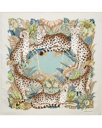 Ferragamo - Cheetahs Print Silk Scarf - Lyst