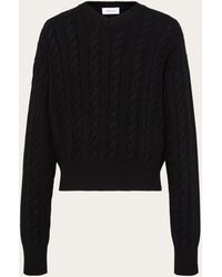 Ferragamo - Hommes Tricot Avec Col En V Tressé Noir - Lyst