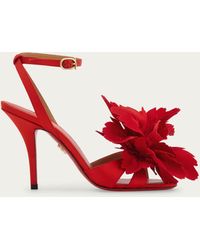 Ferragamo - Flower Embellished High Heel Sandal - Lyst
