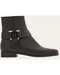 Ferragamo - Damen Stiefelette Mit Gancini-Ornament Größe .5 - Lyst