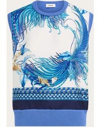 Ferragamo - Feather Show Print Sleeveless Sweater - Lyst