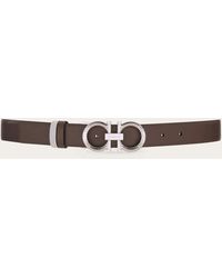 Ferragamo - Reversible And Adjustable Belt With Hammered Gancini - Lyst
