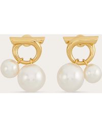 Ferragamo - Double Pearl Earrings - Lyst