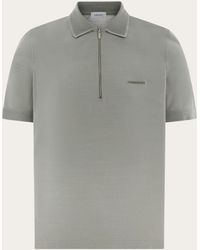 Ferragamo - Hombre Polo Con Cremallera Gris - Lyst