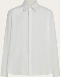 Ferragamo - Stretch Poplin Cotton Shirt With Adjustable Collar - Lyst