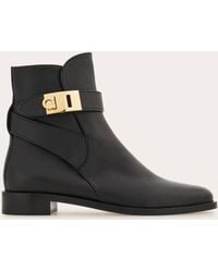 Ferragamo - Damen Stiefelette Mit Hug Schnalle Größe .5 - Lyst