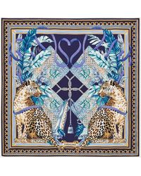 Ferragamo - Poised Leopards Print Silk Scarf - Lyst