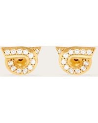 Ferragamo - Gancini Earrings With Rhinestones (S) - Lyst