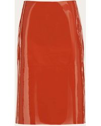 Ferragamo - Patent Leather Pencil Skirt - Lyst