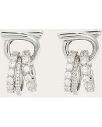 Ferragamo - Gancini Earrings With Crystal Ring Pendant Detail - Lyst
