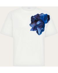 Ferragamo - T-Shirt With Carnation Print Silk Inlay - Lyst
