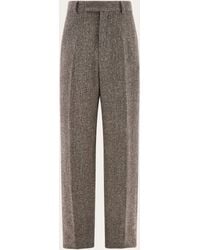 Ferragamo - Hombre Pantalones Anchos De Chevron Marrón - Lyst