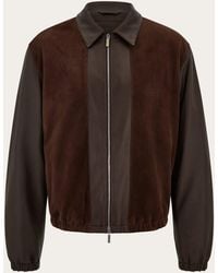 Ferragamo - Deerskin Leather And Suede Blouson - Lyst