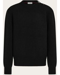 Ferragamo - Rib Knit Crew Neck Sweater With Hug Buckle Detail - Lyst