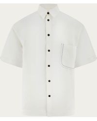 Ferragamo - Hombre Camisa Bowling De Manga Corta Blanco - Lyst