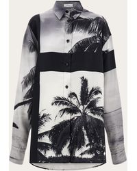 Ferragamo - Mujer Camisa Oversize Estampado Trinidad Gris - Lyst