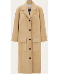 Ferragamo - Single Breasted Suede Coat - Lyst