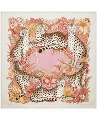 Ferragamo - Cheetahs Print Silk Scarf - Lyst