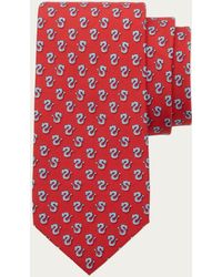 Ferragamo - Hommes Cravate En Soie Imprimé Dragon Rouge - Lyst