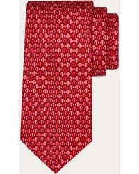 Ferragamo - Hommes Cravate En Soie Imprimé Gancini Pois Rouge - Lyst