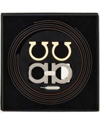 Ferragamo - Hombre Cinturón Reversible Y Ajustable Gancini Con Hebilla Switch Azul - Lyst