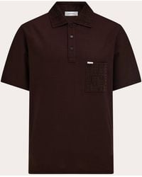 Ferragamo - V-Neck Polo With Jacquard Pocket Detail - Lyst