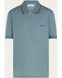 Ferragamo - Cotton Polo Shirt With Zip Detail - Lyst