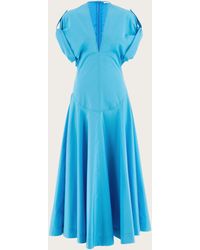 Ferragamo - Mujer Vestido Con Falda Circular Azul - Lyst