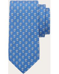 Ferragamo - Hommes Cravate En Soie Imprimé Dragon Bleu - Lyst
