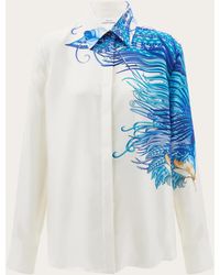 Ferragamo - Feather Show Print Silk Shirt - Lyst