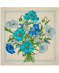 Ferragamo - Women Poppies Print Silk Foulard - Lyst