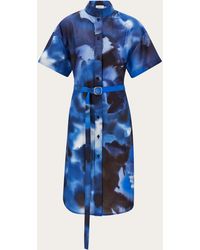 Ferragamo - Carnation Print Silk Shirt Dress - Lyst