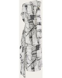 Ferragamo - Femmes Robe Longue Asymétrique Blanc - Lyst