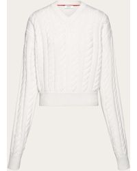 Ferragamo - Cable Knit V-neck Sweater - Lyst