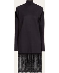 Ferragamo - Short dress with cut out and fringe detail - Lyst