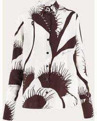Ferragamo - Mujer Camisa De Seda Con Estampado Venus Marrón - Lyst