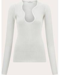 Ferragamo - Mujer Jersey Escote Perfilado Blanco - Lyst