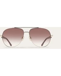 Ferragamo - Aviator Frame Sunglasses - Lyst